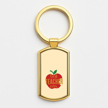 Apple Best Teacher Ever Gold Keyring