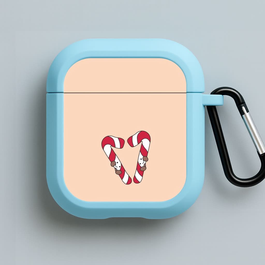 Christmas Candycane Plushies Blue AirPods Case