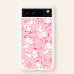 Cartoon Beagle Valentine Hearts Pattern Google Pixel 8 Pro Case