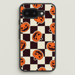 Pumpkin Stickers Checkered Pattern Google Pixel 9a Case