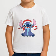 Cute Blue Alien Candycane Kids T-Shirt 4