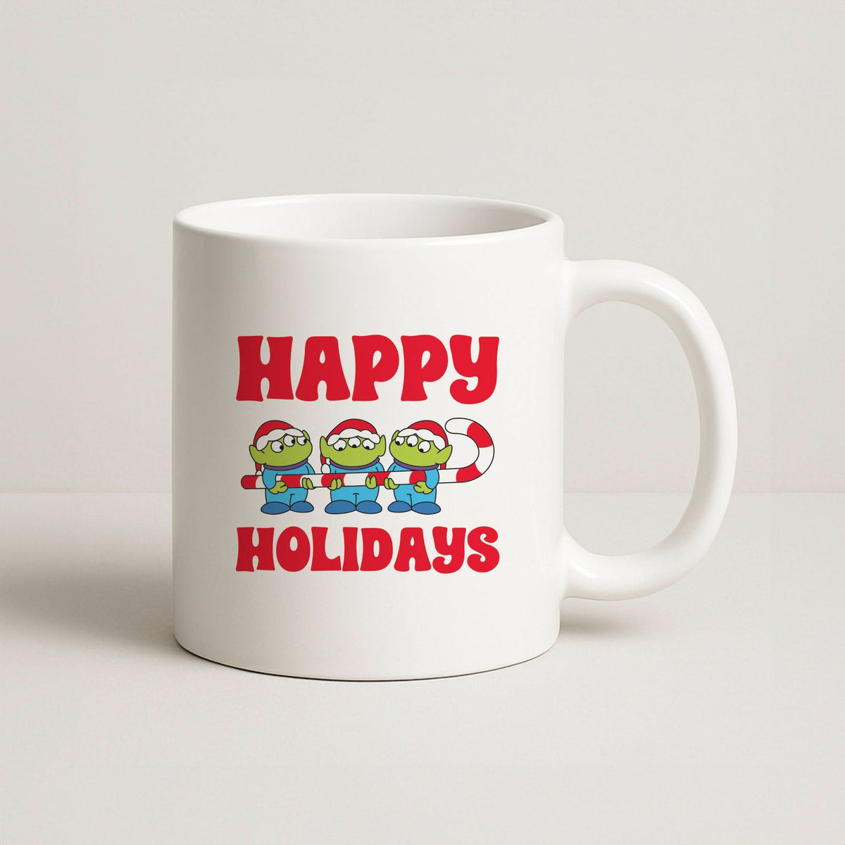 Happy Holidays Cute Green Aliens Mug