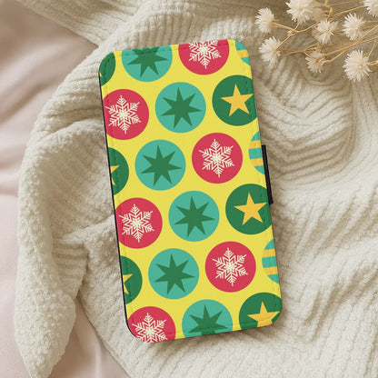 Colourful Abstract Baubles Christmas Pattern Leather Phone Case