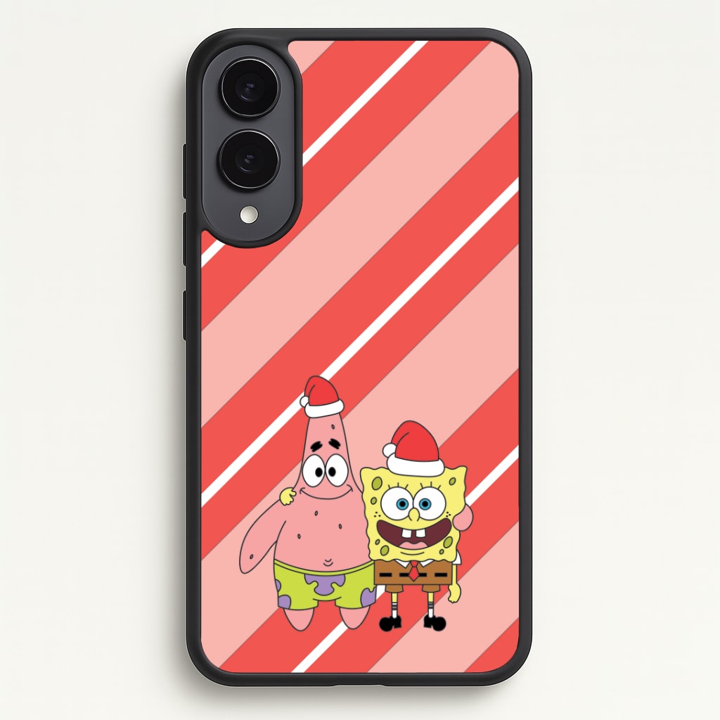 Cartoon Sponge And Starfish Christmas Hats Galaxy S25 Edge Case