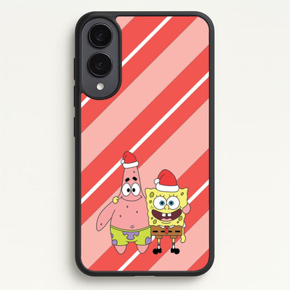 Cartoon Sponge And Starfish Christmas Hats Galaxy S25 Edge Case