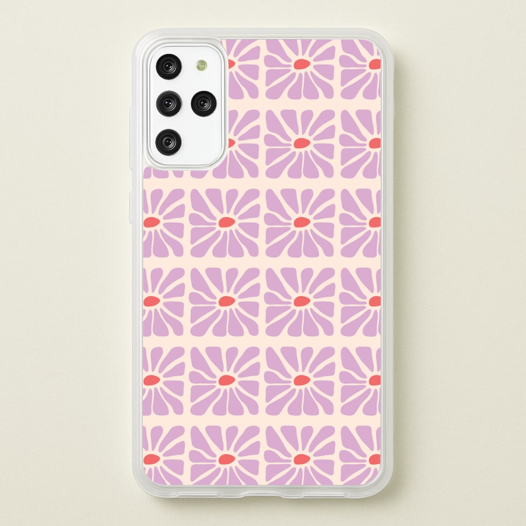 Square Abstract Flowers Mauve Galaxy S20 Plus Case