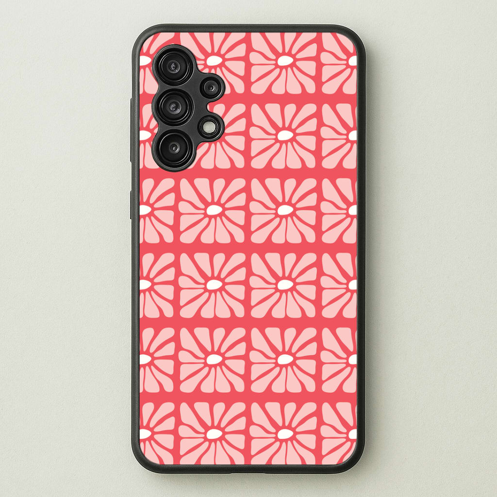 Square Abstract Flowers Pink Galaxy A13 Case