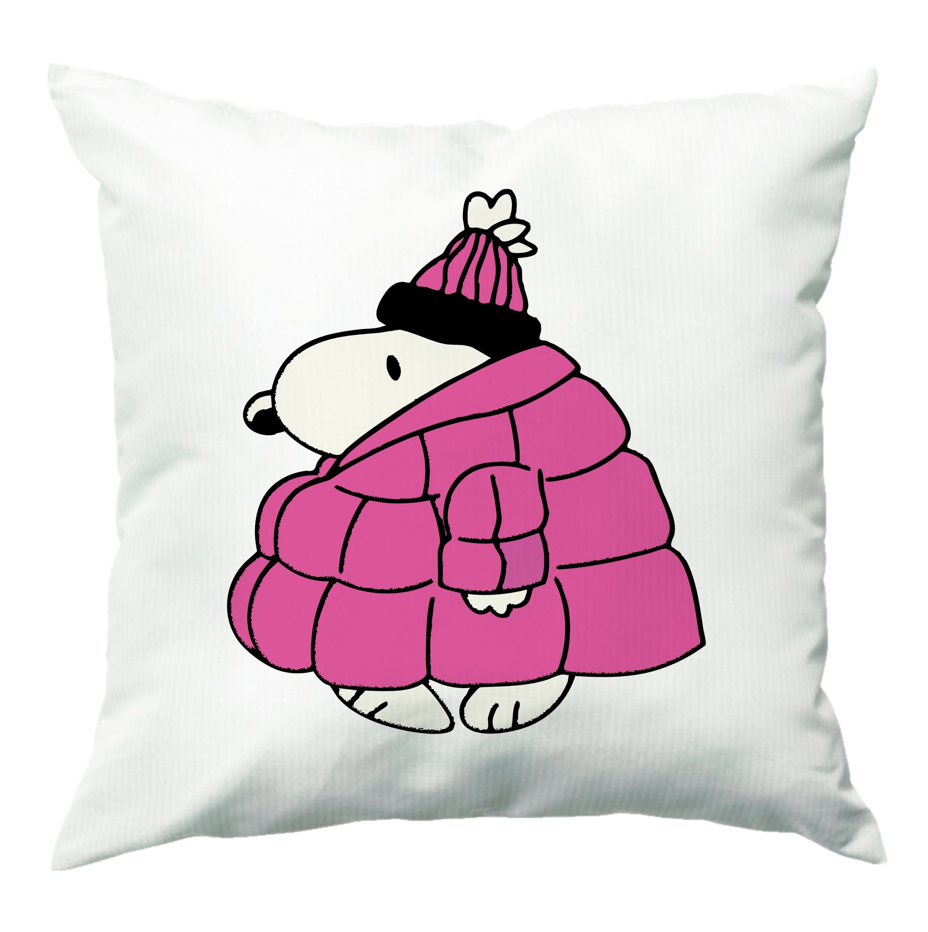 Cartoon Beagle Puffer Jacket Pink Cushion