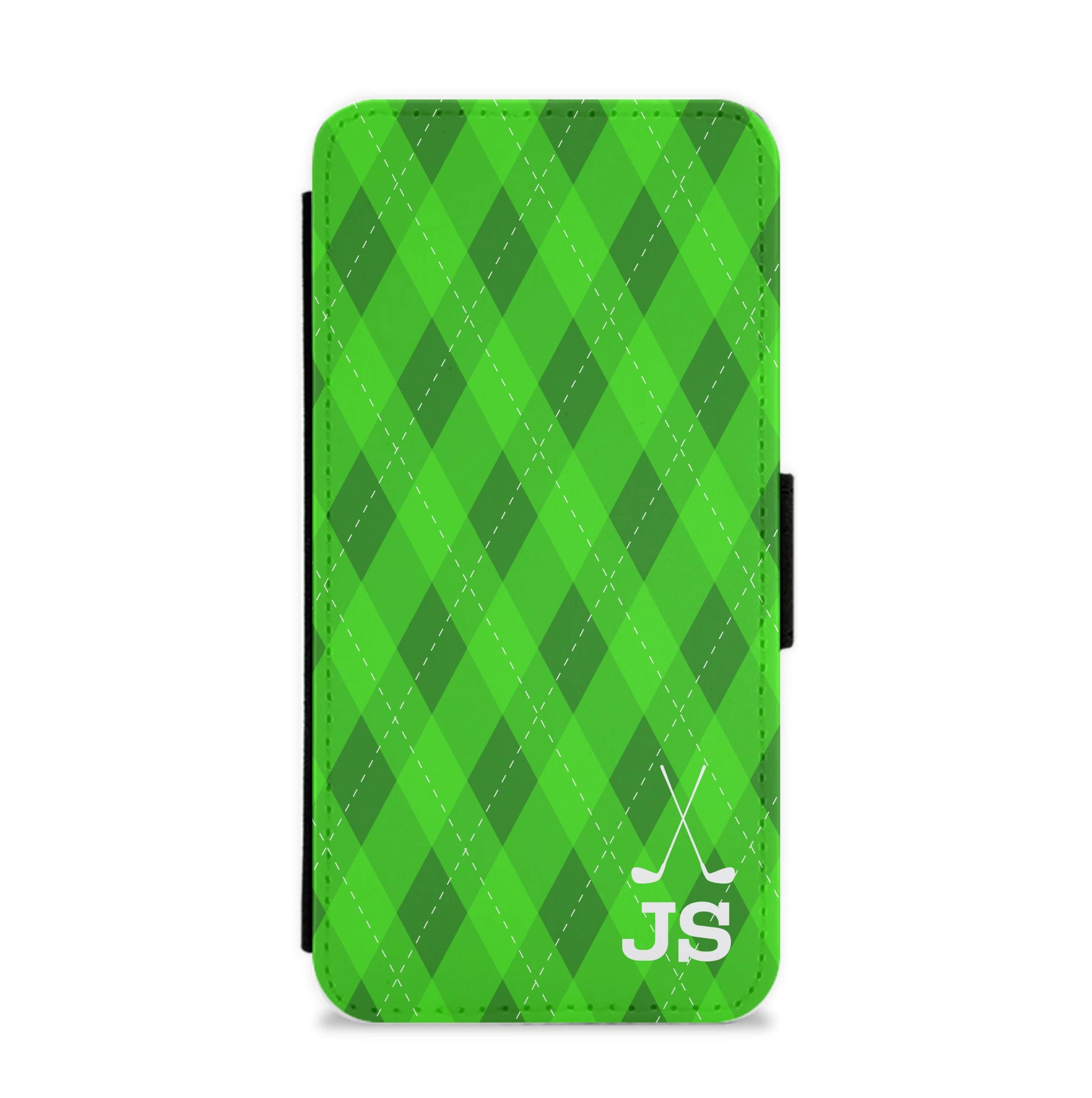 Personalised Golf Pattern Flip / Wallet Phone Case