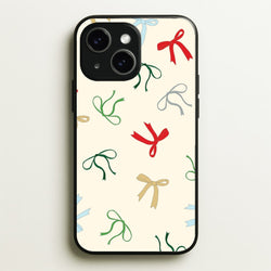 Coquette Christmas Bows Pattern iPhone 15 Case