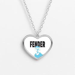 Fender Silhouette Blue Heart Necklace
