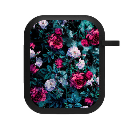 Black Floral Pattern AirPods Case