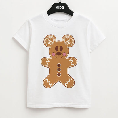 Cartoon Mouse Gingerbread Kids Unisex T-Shirt