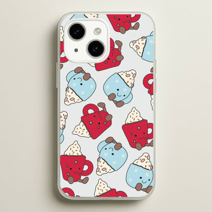 Christmas Drinks Plushies Pattern iPhone 14 Plus Case