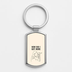 How Did I Get Here Outline Silver Metal Keyring