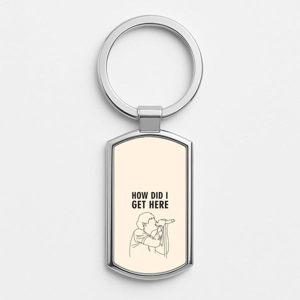 How Did I Get Here Outline Silver Metal Keyring