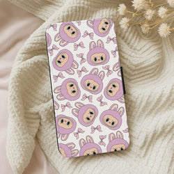 Cute Purple Monster And Bows Pattern Leather Phone Case