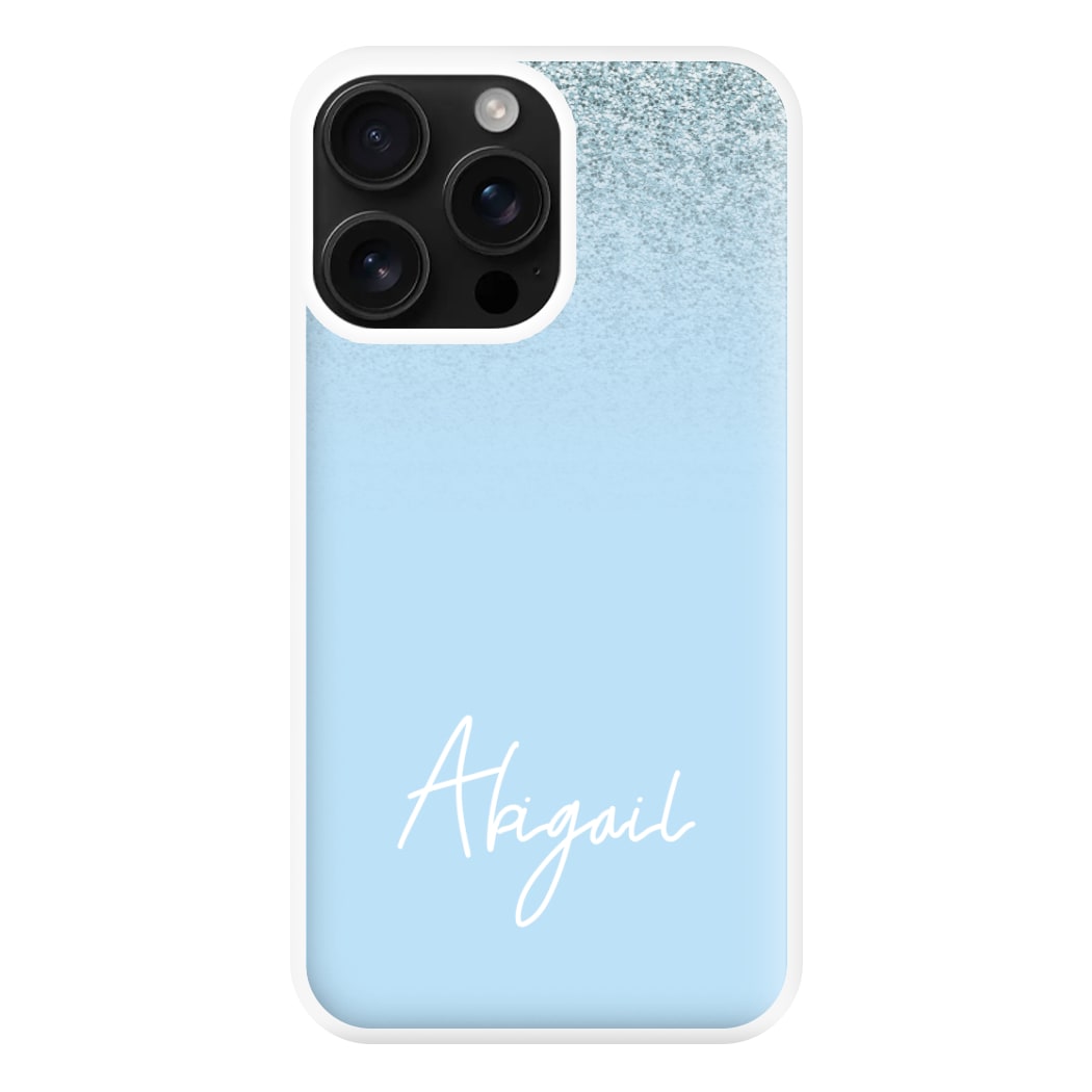Blue Glitter Personalised Name iPhone 16 Pro Case