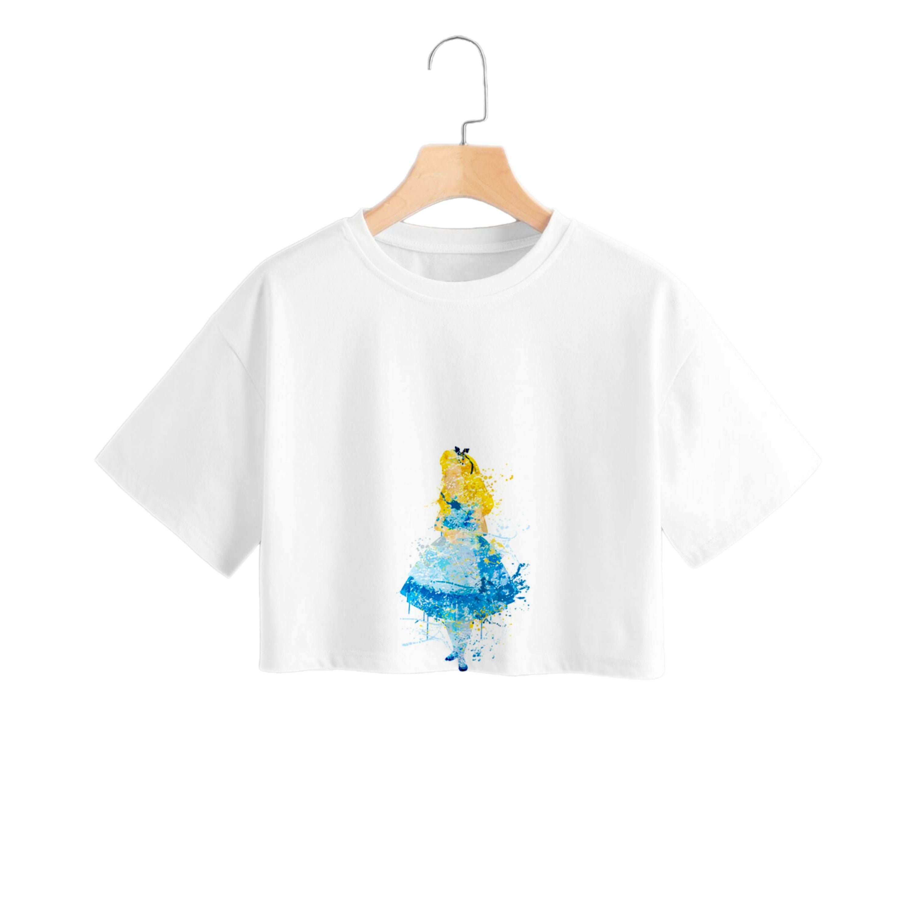 Watercolour Alice in Wonderland Fairytale Crop Top