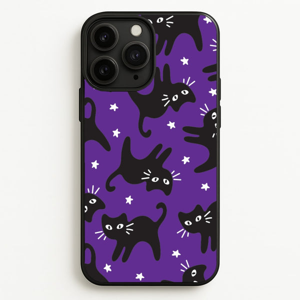 Cartoon Black Cats And Stars Pattern iPhone 11 Pro Max Case