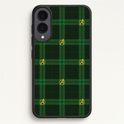 Superhero Team Green Tartan Pattern Galaxy S25 Edge Case