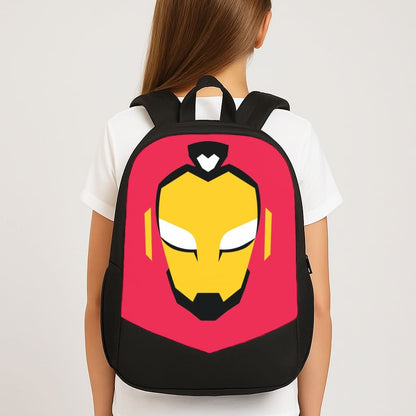 Metal Heart Hero Face School Bag