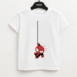 Gray Hanging Spider Hero Kids Unisex T-Shirt