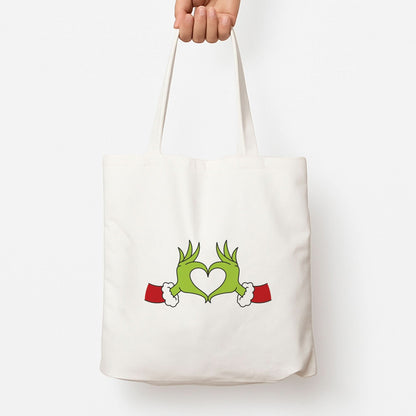 Christmas Green Heart Tote Bag