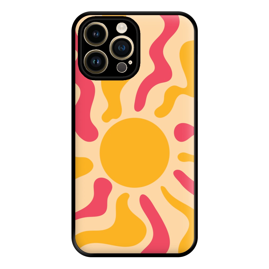 Yellow And Pink Abstract Sun iPhone 14 Pro Case