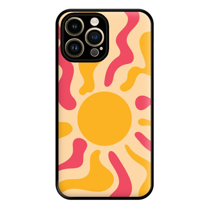 Yellow And Pink Abstract Sun iPhone 14 Pro Case