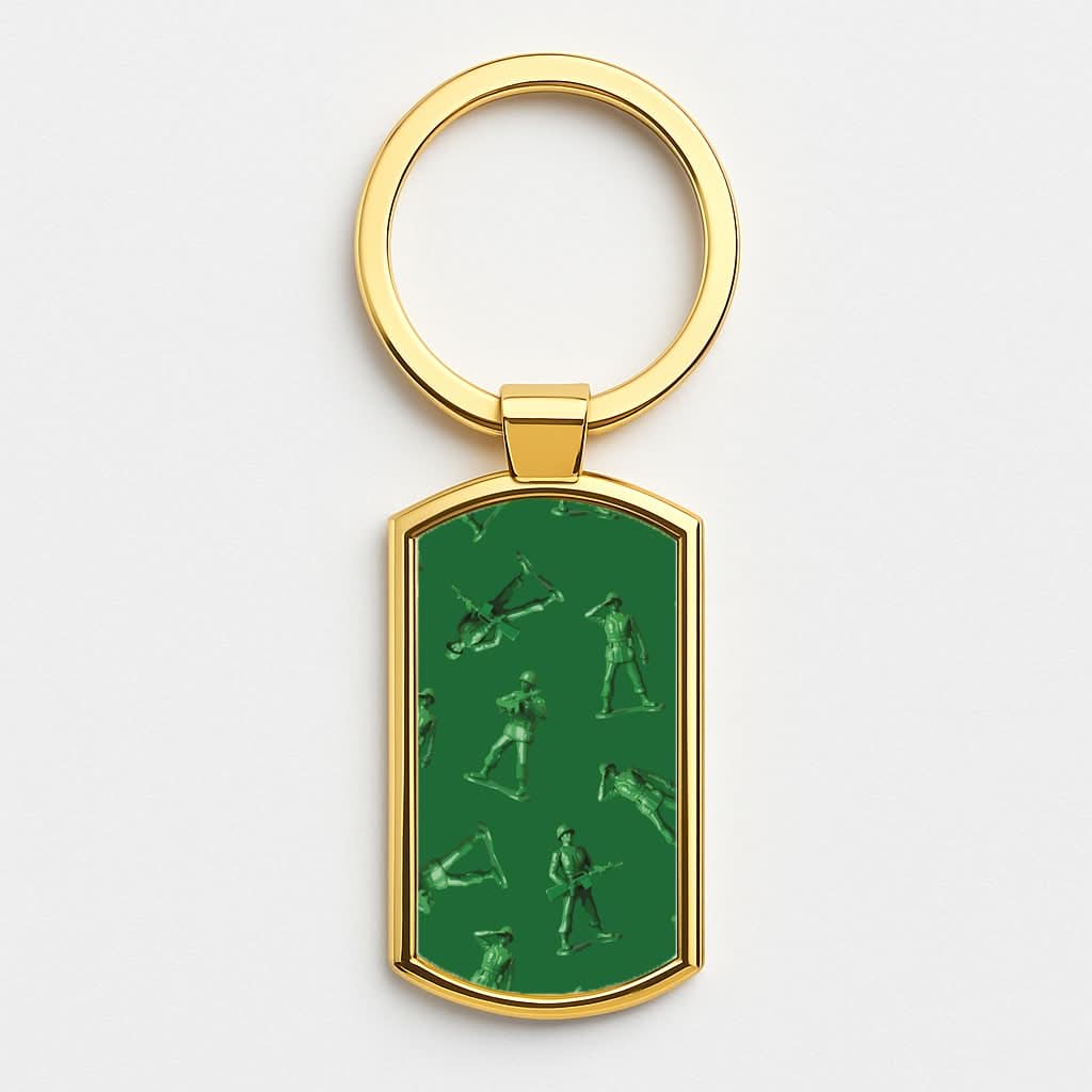 Toy Army Soldier Pattern Gold Keyring