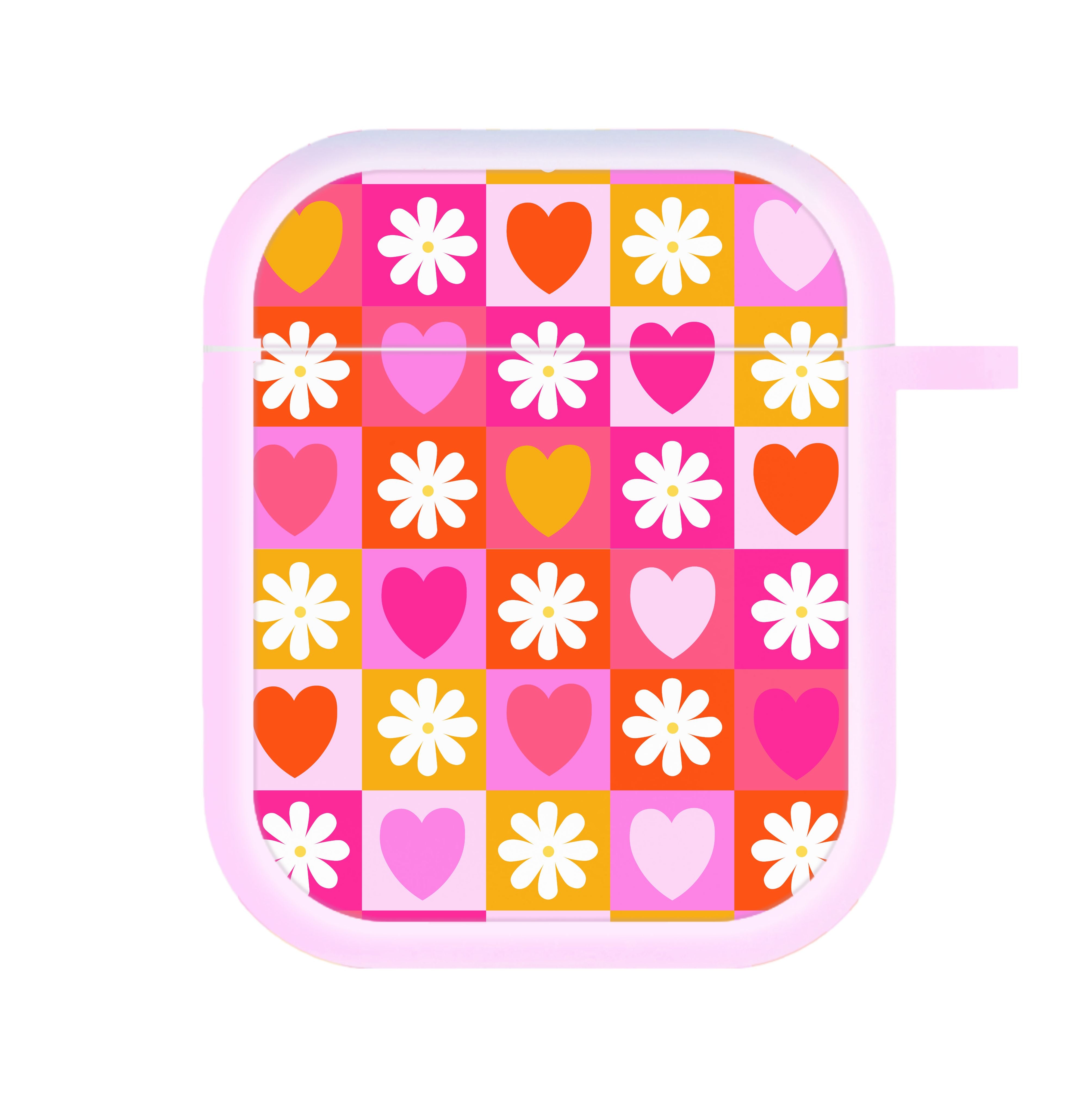 Checked Hearts And Flowers - Spring Patterns AirPods Case