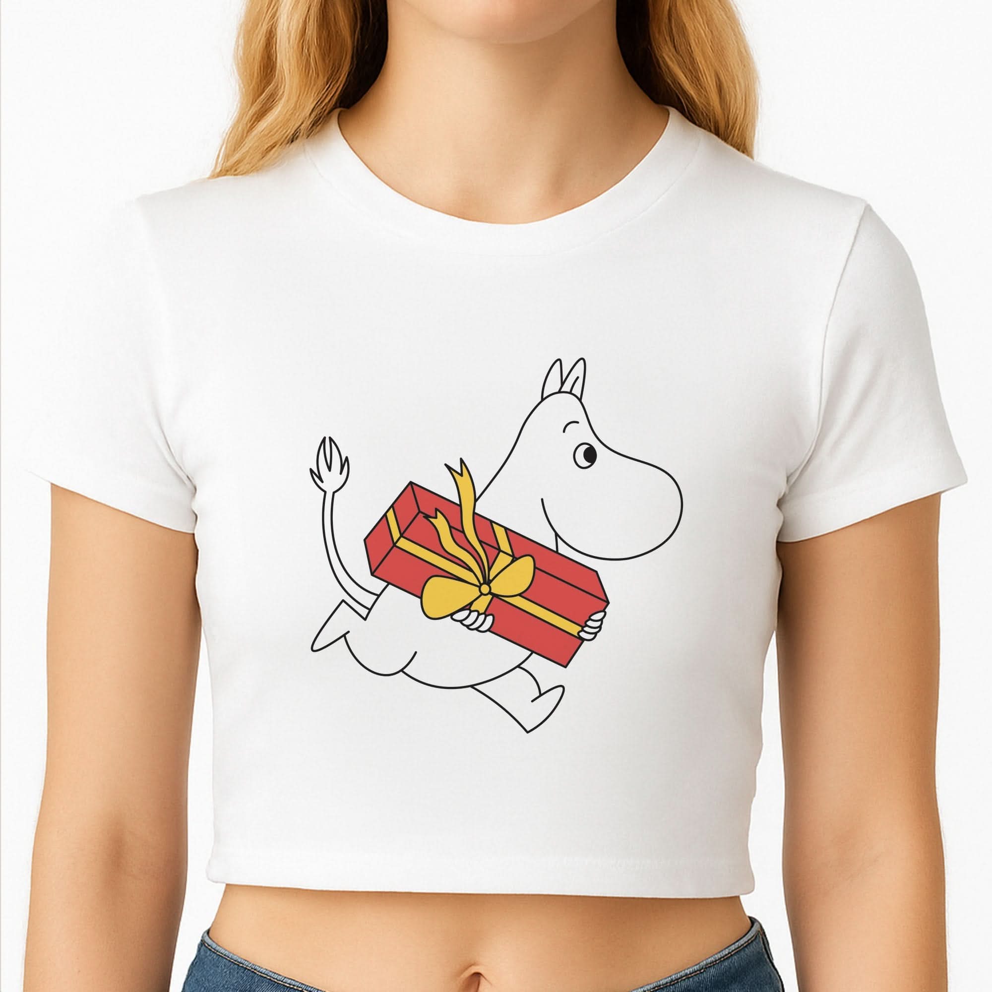 Red Present Moom Crop Top