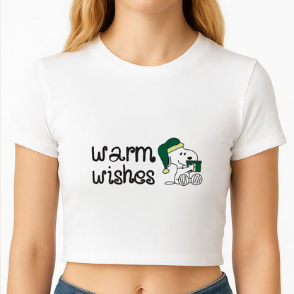 Cartoon Beagle Warm Wishes Crop Top