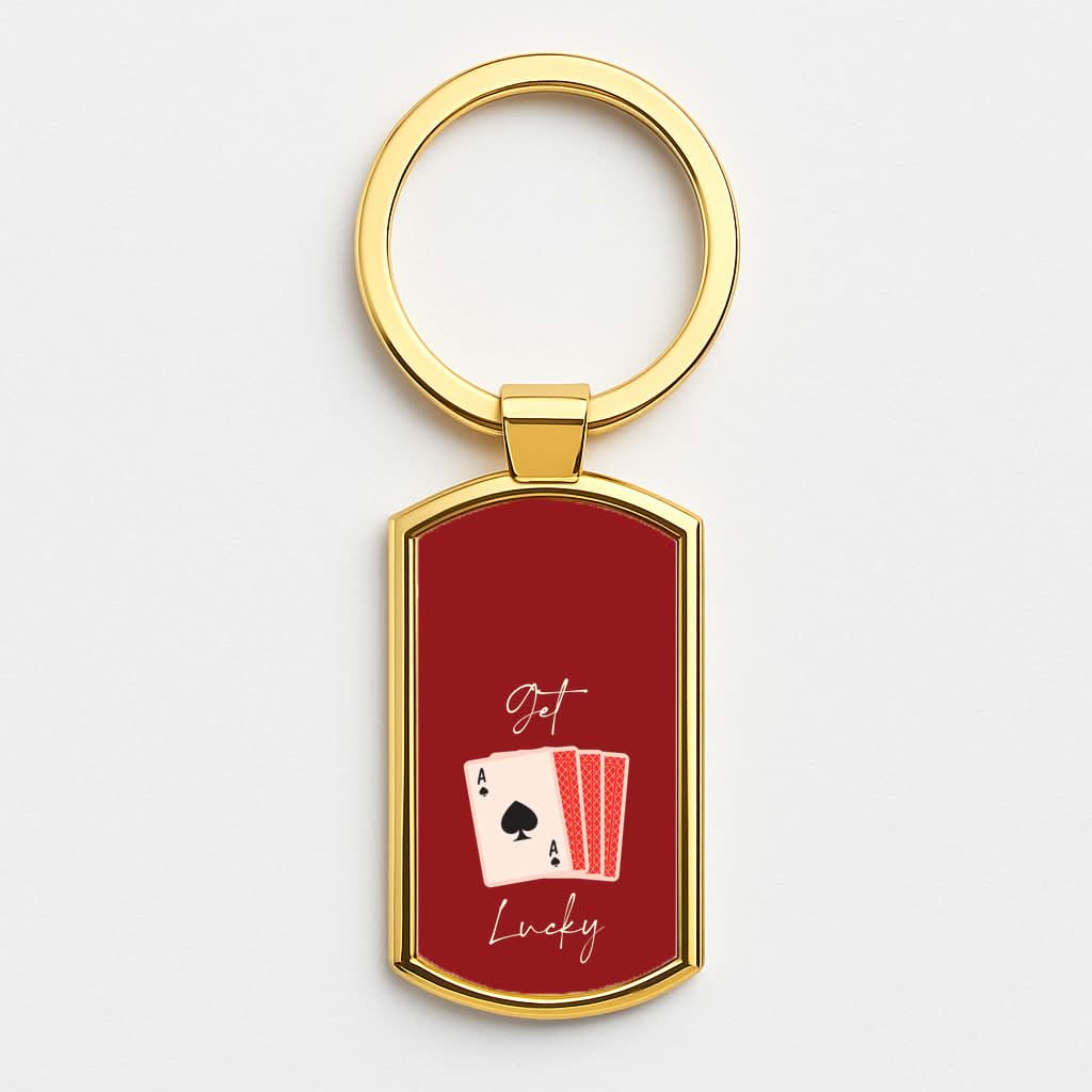 Get Lucky Set Of Cards Gold Keyring