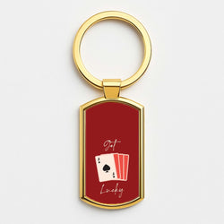 Get Lucky Set Of Cards Gold Keyring