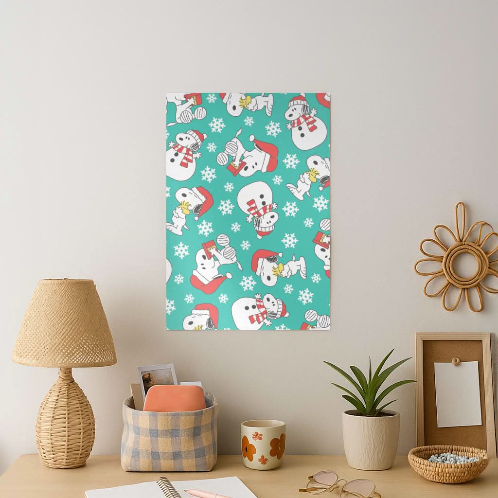 Christmas Cartoon Beagle Pattern Art Print