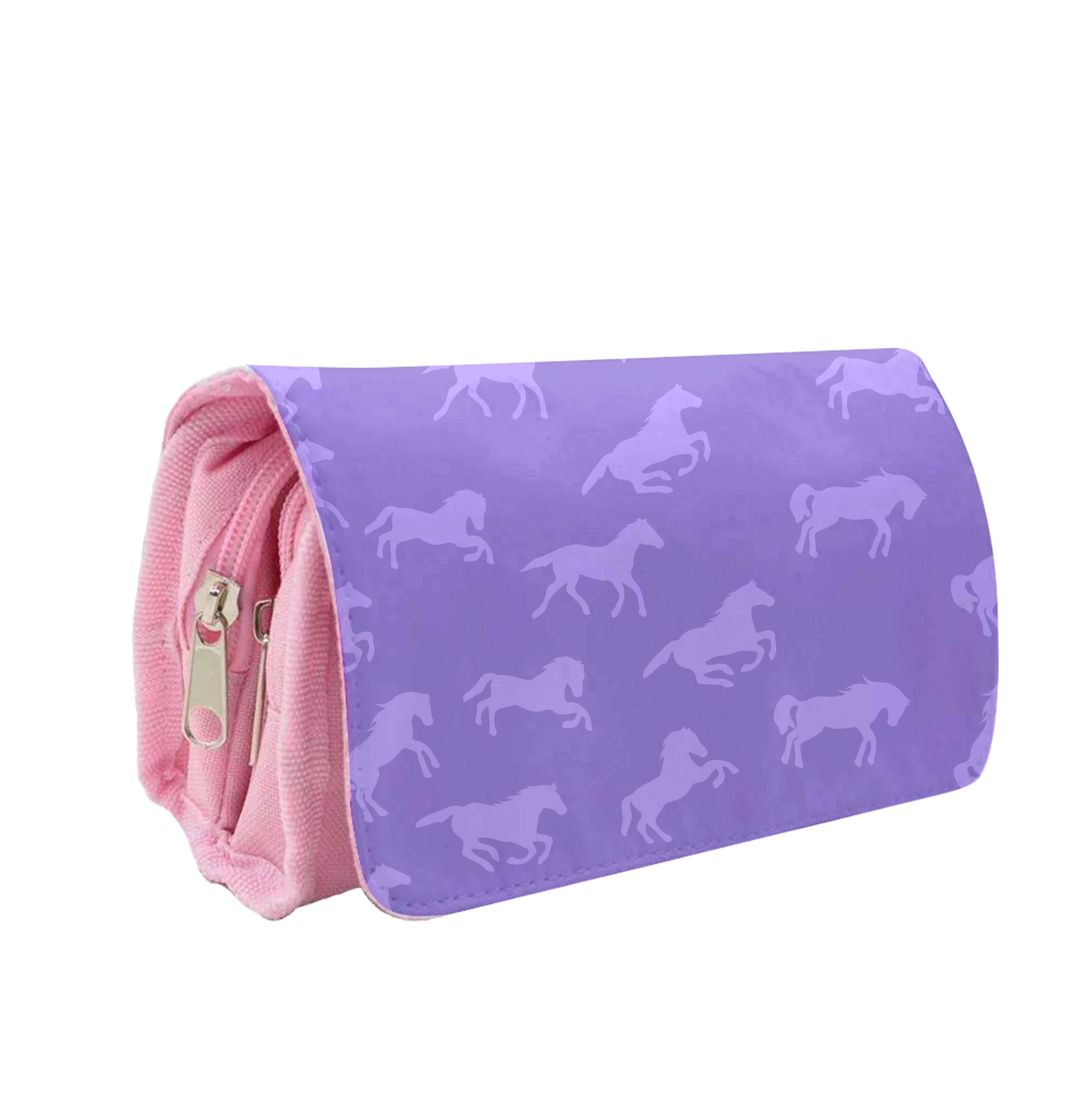 Purple Horse Pattern - Horses Pencil Case