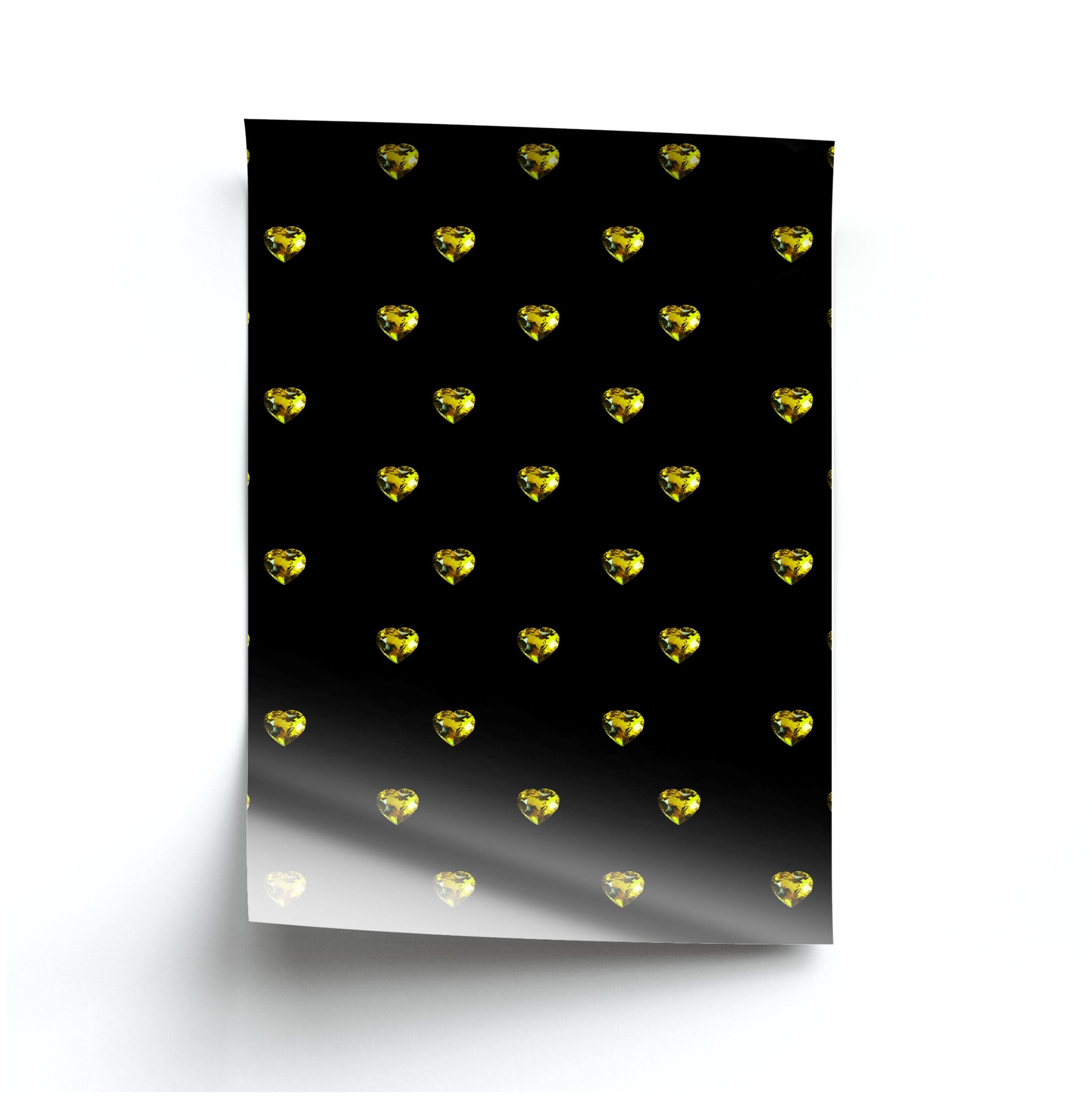 Gold Gem Hearts Pattern Poster