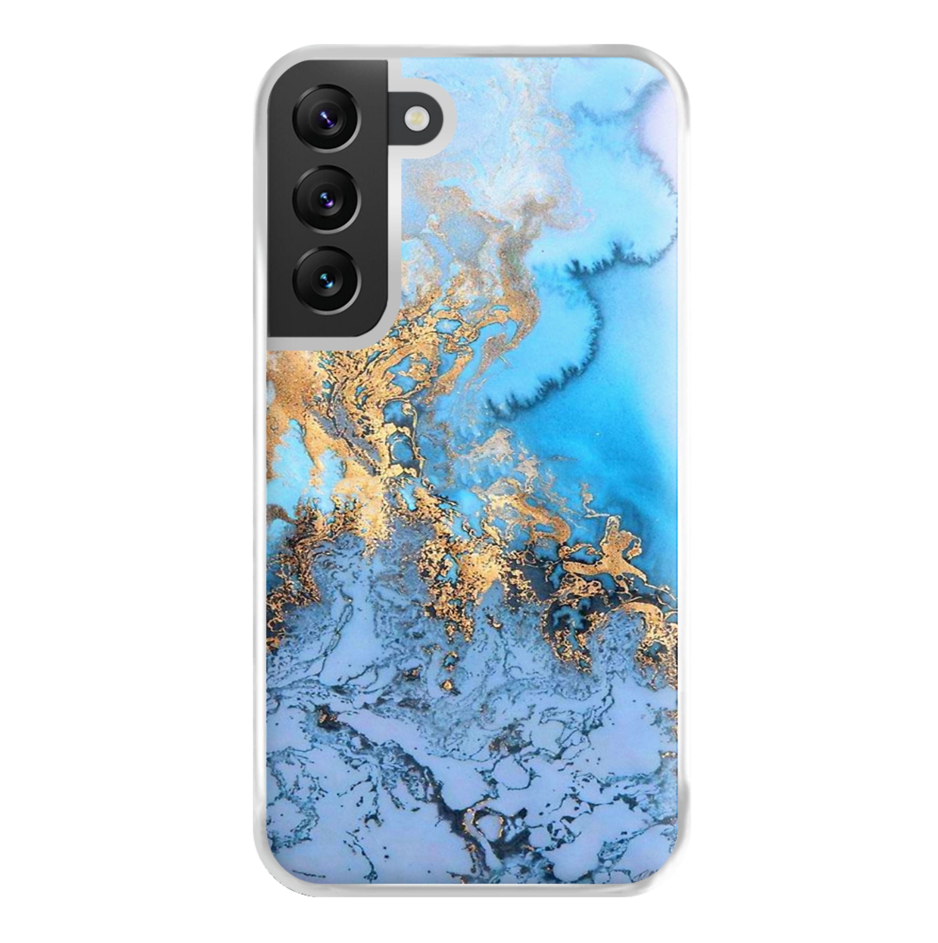 Sea Blue and Gold Marble Phone Case