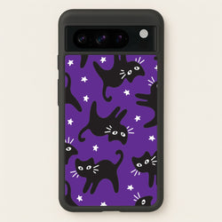 Cartoon Black Cats And Stars Pattern Google Pixel 8 Pro Case