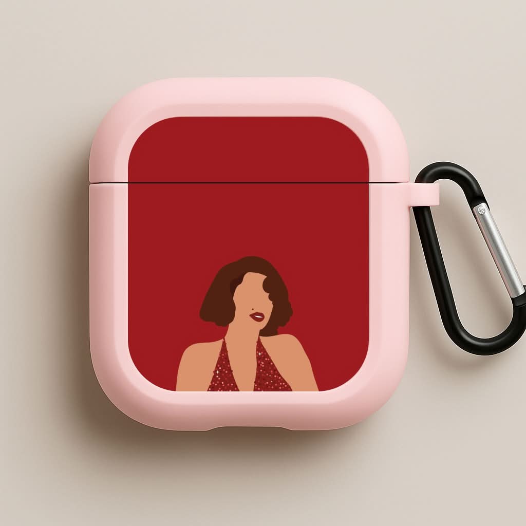 Red Sparkly Dress Pink AirPods Case