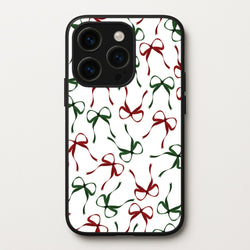 Red And Green Coquette Christmas Bows Pattern iPhone 14 Pro Max Case