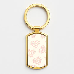 Flower Hearts Pattern Gold Keyring