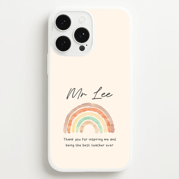 Biege Personalised Teacher Rainbow  iPhone 13 Pro Case