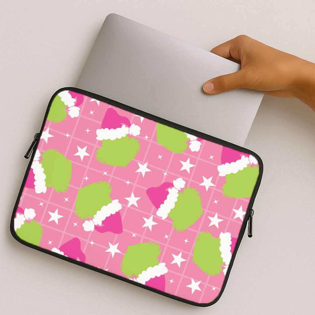 Pink Green Creature Xmas Pattern MacBook Cover