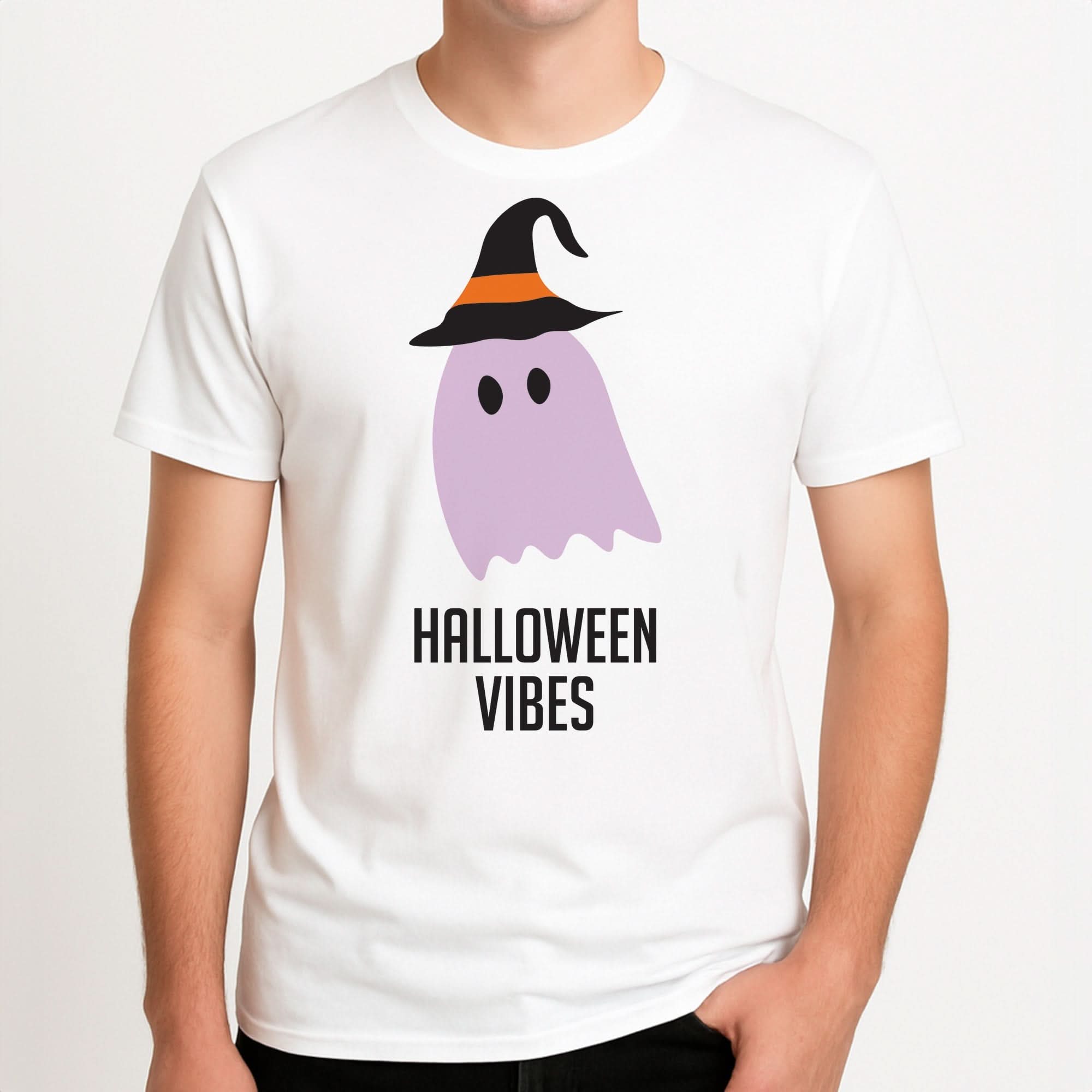 Purple Ghost Halloween Vibes Mens T-Shirt