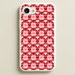 Pink Tartan Love Hearts Pattern iPhone 16e Case