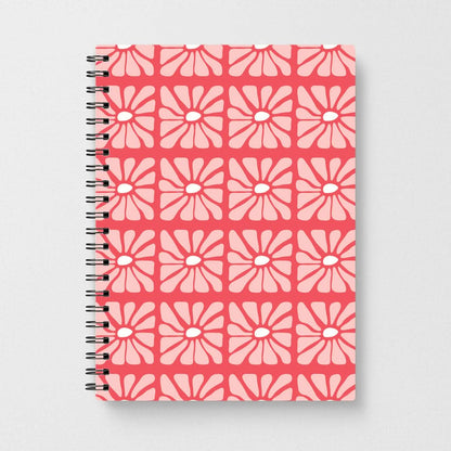 Square Abstract Flowers Pink Notebook