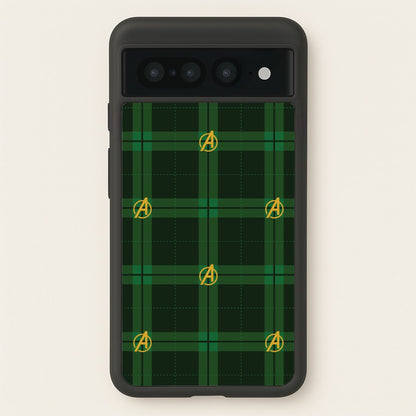 Superhero Team Green Tartan Pattern Google Pixel 7 Pro Case